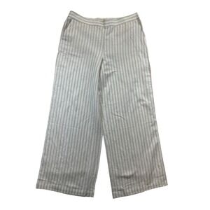 LOFT Pants Womens XLT Beige White Metallic Thread Striped Wide Leg Linen‎ Blend